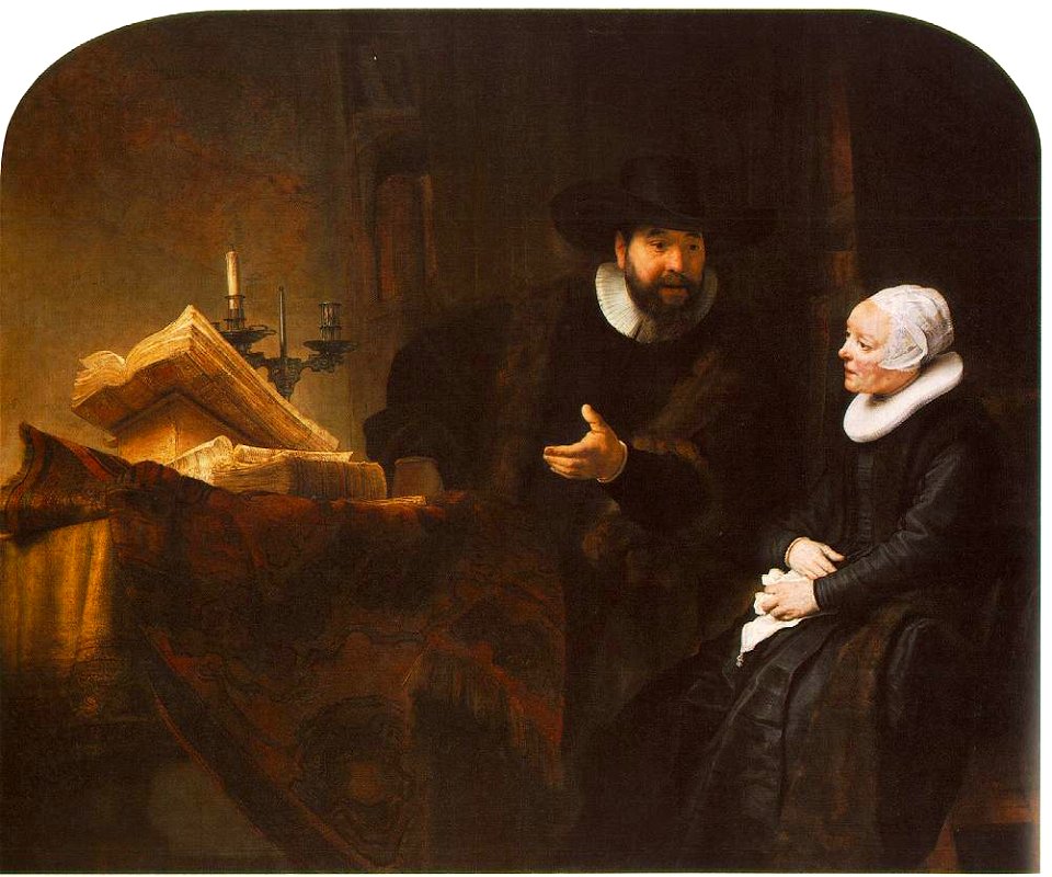 Rembrandt - The Mennonite Minister Cornelis Claesz. Anslo in Conversation with his Wife, Aaltje - WGA19142