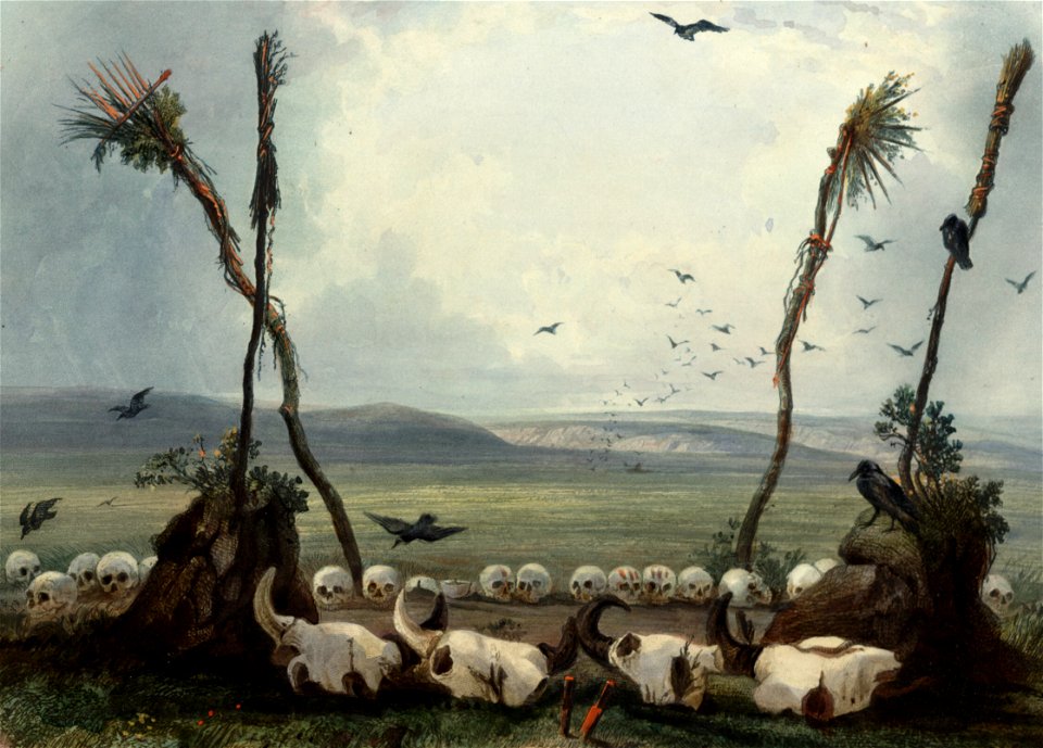 Religious practice 1840s art detail, from- Offering of the Mandan indians 0014v (cropped)