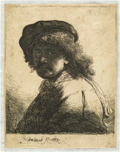 Rembrandt - Autorretrato com boina e cachecol, 1633
