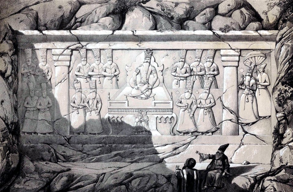 Relief Fath Ali Shah and his son by Eugène Flandin