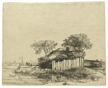 Rembrandt Die Hütte hinter dem Plankenzaun