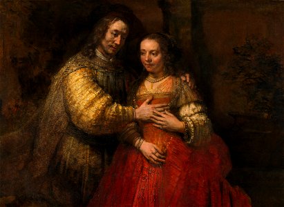 Rembrandt Harmensz. van Rijn - Portret van een paar als oudtestamentische figuren, genaamd 'Het Joodse bruidje' - Google Art Project. Free illustration for personal and commercial use.