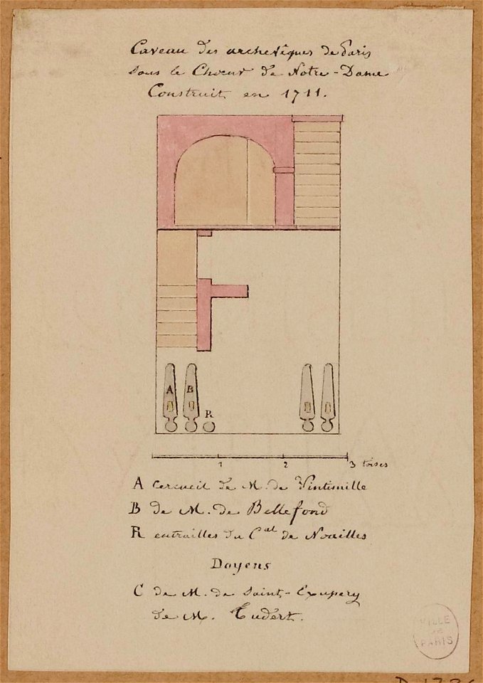 Relevé du caveau des archevêques de Paris dans le chœur de Notre-Dame
