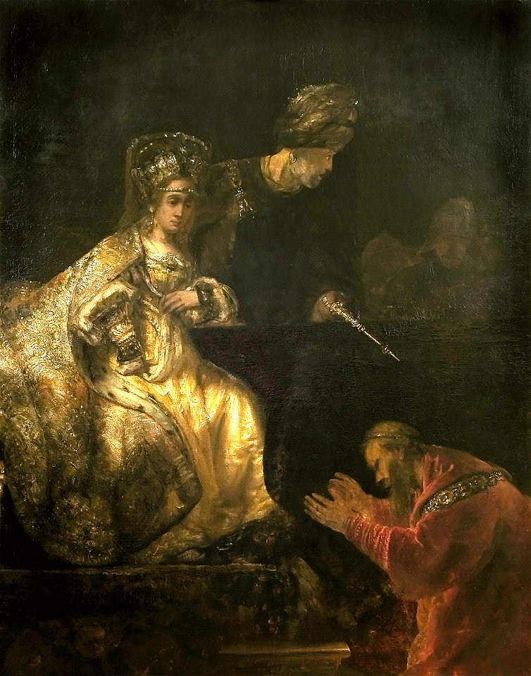 Rembrandt - Haman Begging the Mercy of Esther