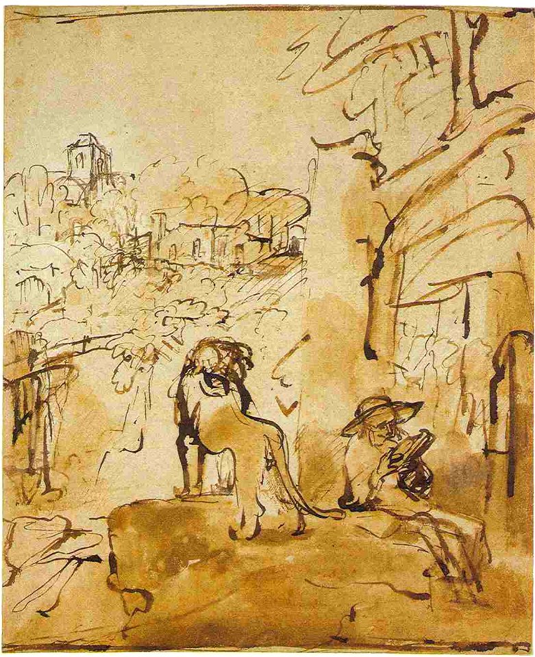 Rembrandt St. Jerome Reading in an Italian Landscape