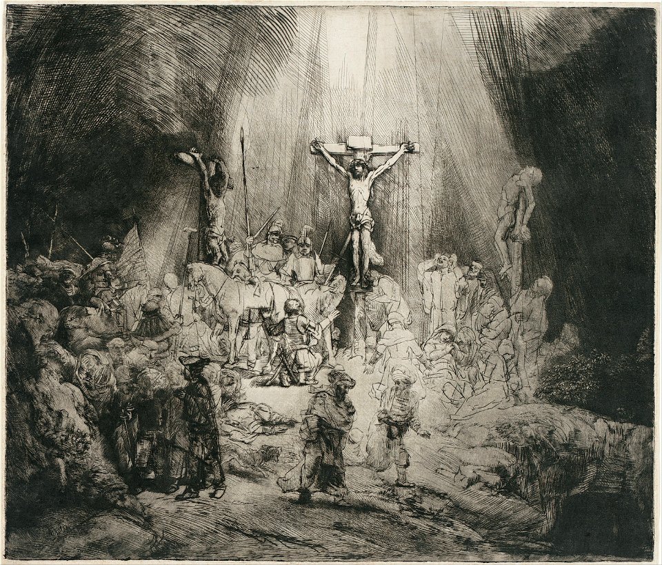 Rembrandt Harmensz. van Rijn - Christ Crucified Between the Two Thieves (The Three Crosses) - Google Art Project