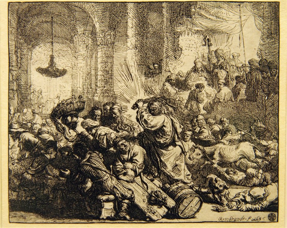 Rembrandt Christ driving from the Temple03