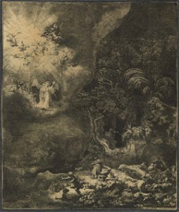Rembrandt Annunciation to the shepherds (1)