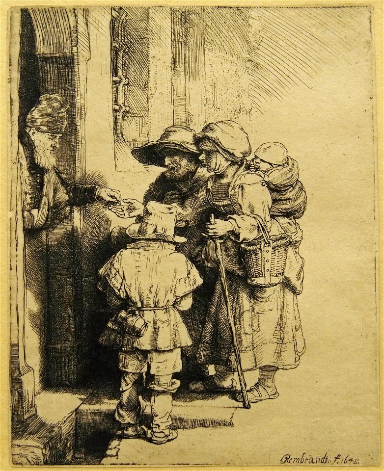 Rembrandt Family receiving alms09