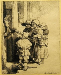 Rembrandt Family receiving alms09