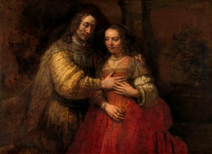 Rembrandt Harmensz. van Rijn - Het Joodse bruidje. Free illustration for personal and commercial use.