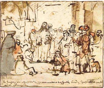 Rembrandt Christ and the Woman Taken in Adultery (Munich)