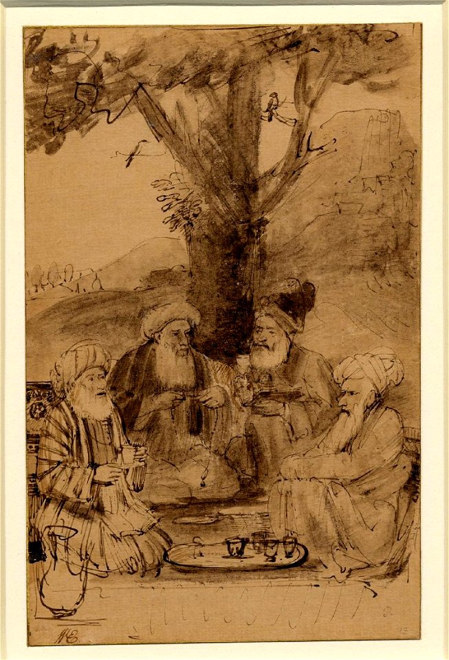 Rembrandt Four Orientals Seated under a Tree