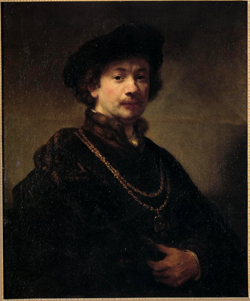 Rembrandt - Self-portrait with beret, gold chain, and medal