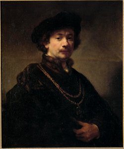 Rembrandt - Self-portrait with beret, gold chain, and medal