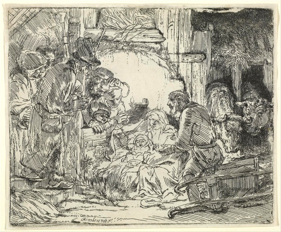 Rembrandt van Rijn - Adoration of the Shepherds, with Lamp - Google Art Project