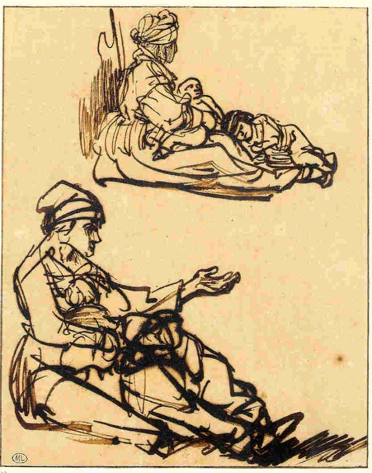 Rembrandt Two Studies of a Woman Seated on the Ground