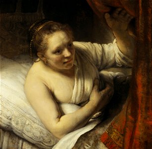 Rembrandt (Rembrandt van Rijn) - A Woman in Bed - Google Art Project - cropped. Free illustration for personal and commercial use.