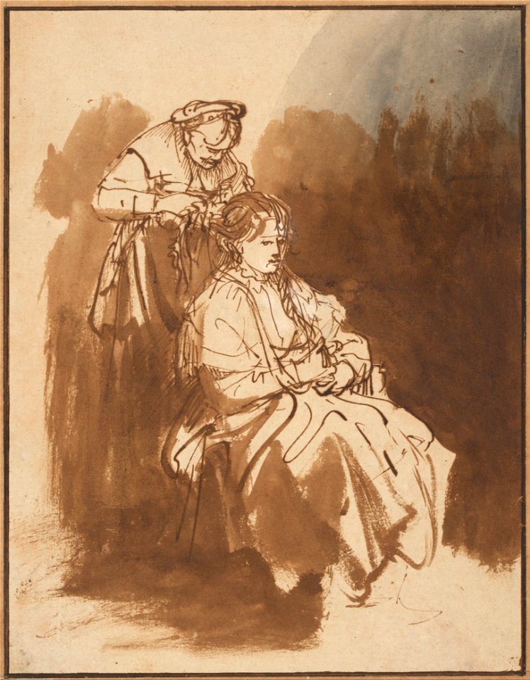 Rembrandt Harmenszoon van Rijn - A Young Woman Having Her Hair Braided, c. 1635 - Google Art Project