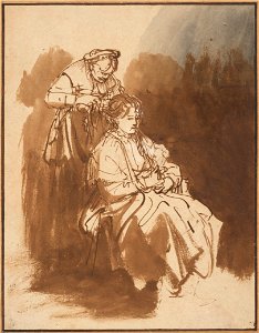 Rembrandt Harmenszoon van Rijn - A Young Woman Having Her Hair Braided, c. 1635 - Google Art Project. Free illustration for personal and commercial use.