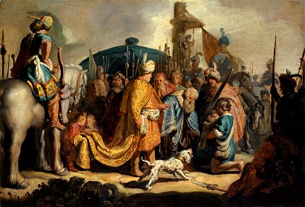David con la cabeza de Goliat delante de Saúl, por Rembrandt