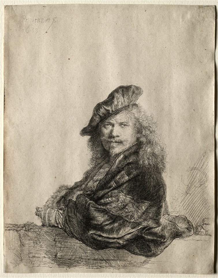 Rembrandt van Rijn (Dutch, 1606-1669) - Self-Portrait Leaning on a Stone Sill - 1989.244 - Cleveland Museum of Art