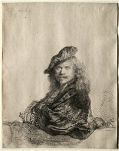 Rembrandt van Rijn (Dutch, 1606-1669) - Self-Portrait Leaning on a Stone Sill - 1989.244 - Cleveland Museum of Art