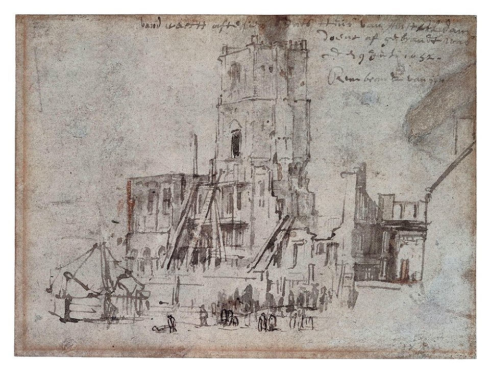 Rembrandt The Ruins of the Old City Hall in Amsterdam (After the Fire)