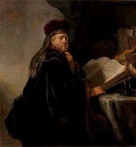 Rembrandt Harmensz van Rijn - Scholar at his Study - Google Art Project. Free illustration for personal and commercial use.