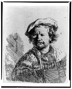 Rembrandt in flat cap and embroidered dress LCCN2004665185. Free illustration for personal and commercial use.