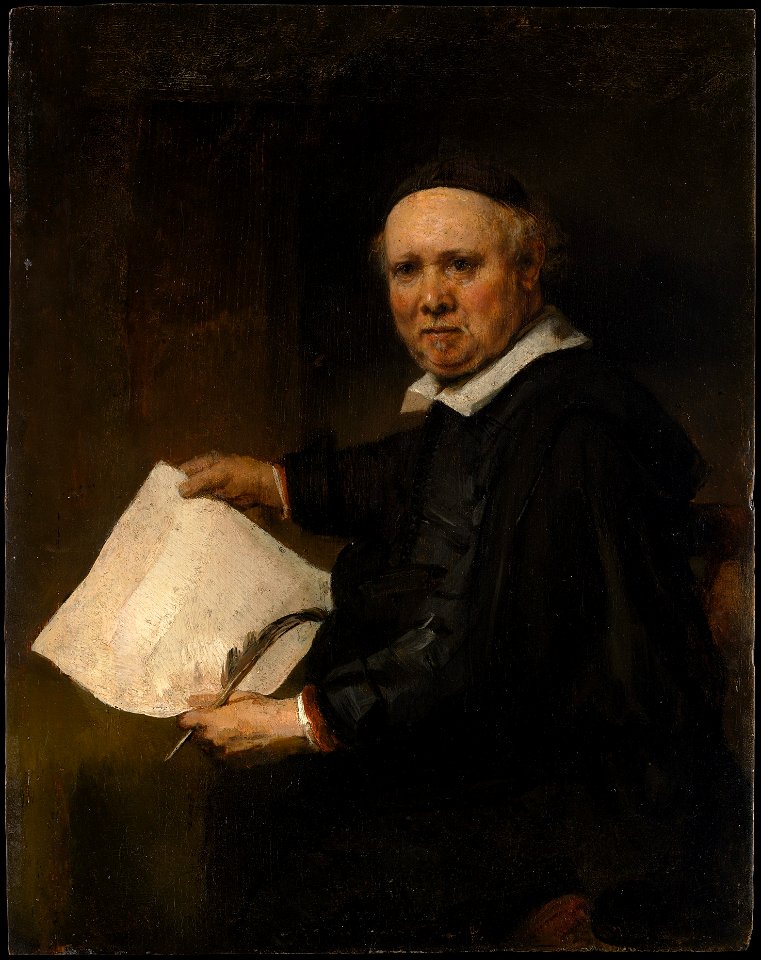 Rembrandt Preparatory Oil Sketch for the Etched Portrait of Lieven Willemsz van Coppenol