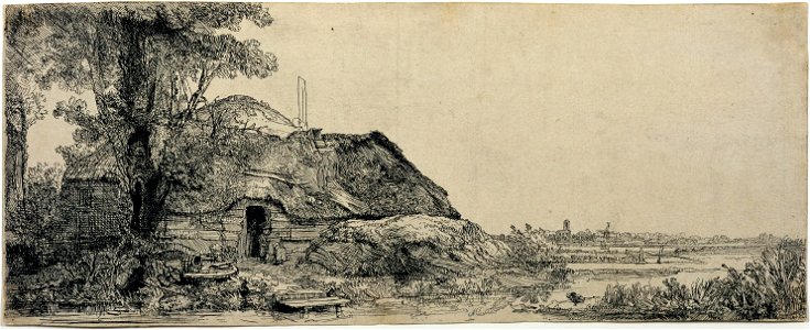 Rembrandt van Rijn - Landscape with a Cottage and a Large Tree