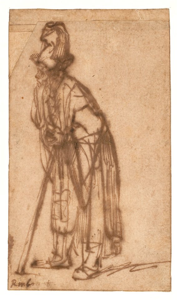 Rembrandt Old Man Leaning on a Stick