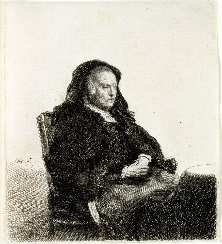Rembrandt van Rijn - The Artist's Mother Seated at a Table - Google Art Project