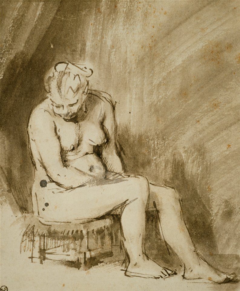 Rembrandt Harmenszoon van Rijn - Nude Woman Seated on a Stool - Google Art Project