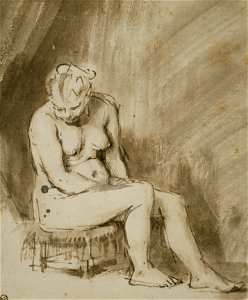 Rembrandt Harmenszoon van Rijn - Nude Woman Seated on a Stool - Google Art Project