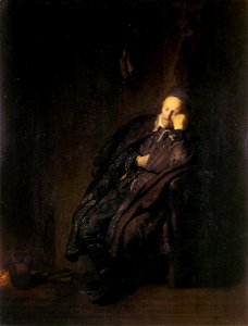 Rembrandt van Rijn, Een oude man slapend bij het vuur, mogelijk 'De Luiheid', 1629, Galleria Sabauda, Torino