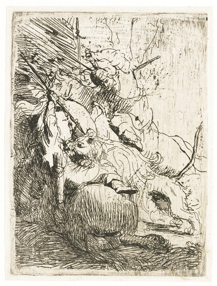Rembrandt, De kleine leeuwenjacht – met één leeuw, 1627–1631, Rijksmuseum Amsterdam