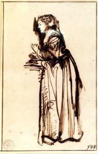 Rembrandt, Woman Standing with Raised Hands