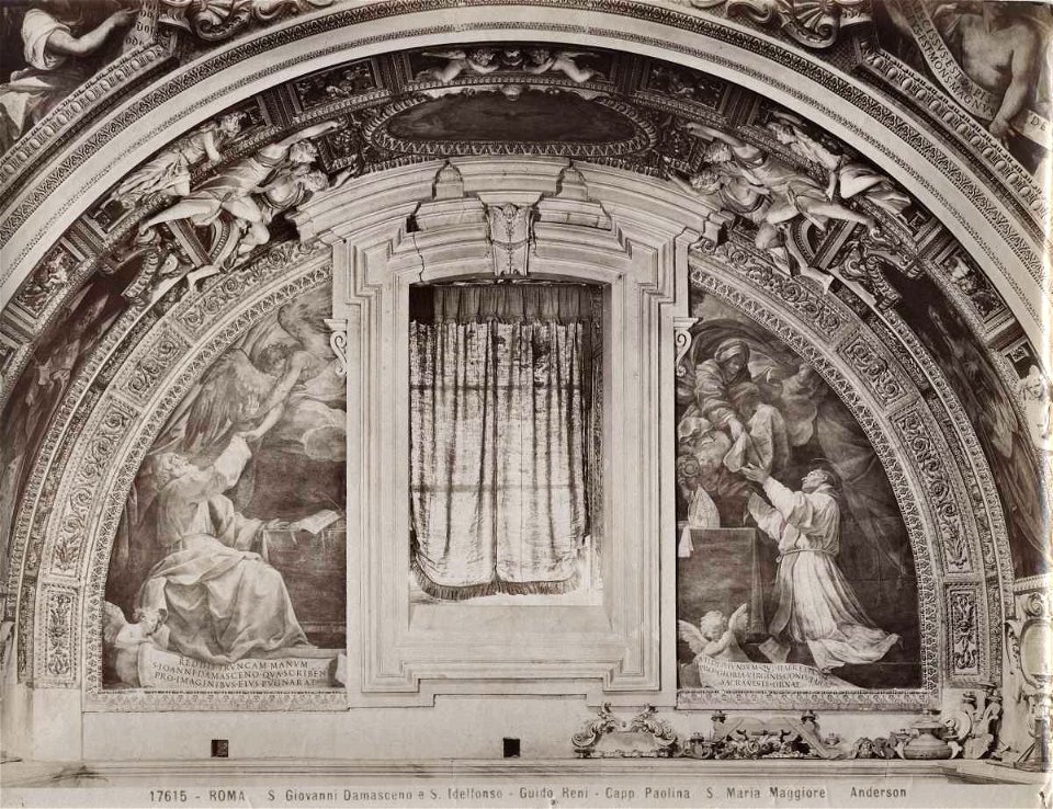 Reni - Lanfranco - San Giovanni Damasceno guarito da un angelo, Apparizione della Madonna a sant'Ildefonso, Basilica di S. Maria Maggiore