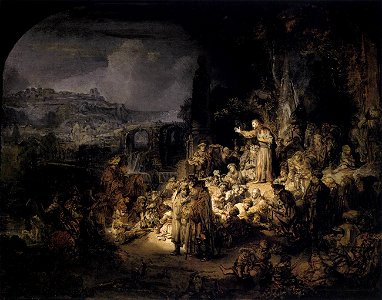 Rembrandt - The preaching of Saint John - Gemäldegalerie Berlin 2. Free illustration for personal and commercial use.