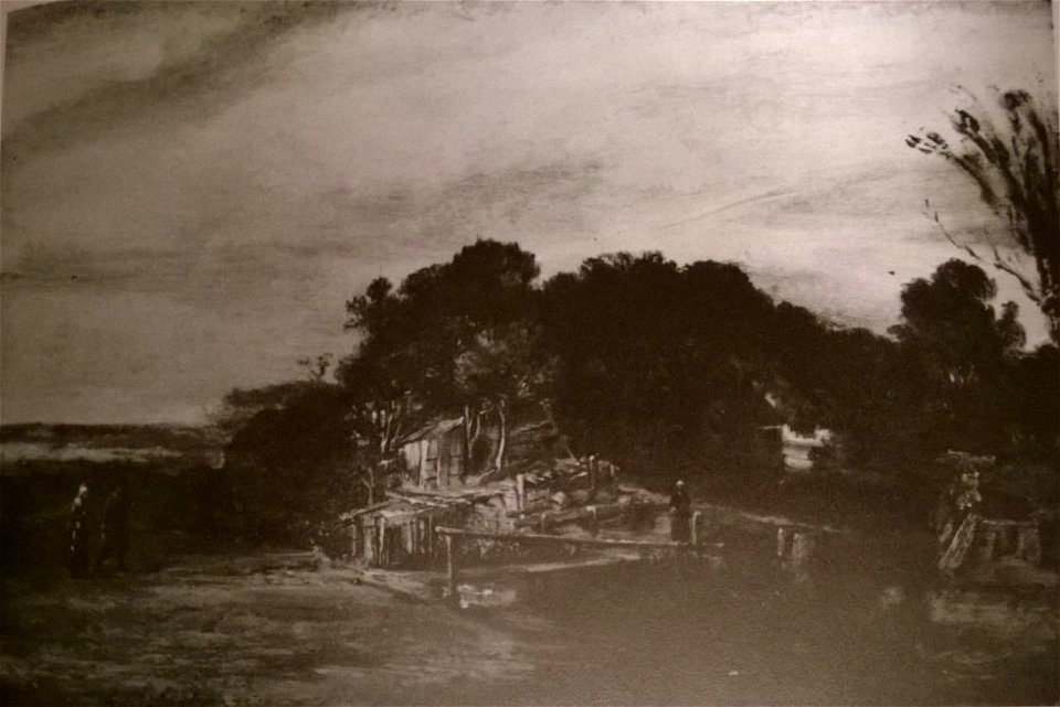 Rembrandt- landscape with cottages - stolen