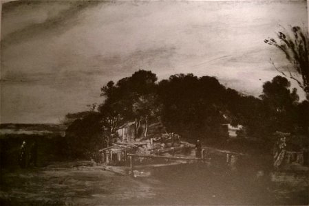 Rembrandt- landscape with cottages - stolen