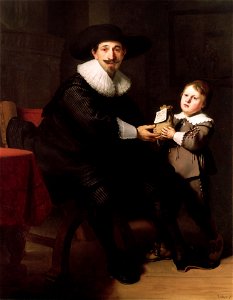 Jean Pellicorne con su hijo Caspar, por Rembrandt. Free illustration for personal and commercial use.