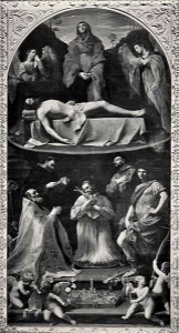 Reni - Cristo in pietà e angeli, san Petronio, san Francesco d'Assisi, san Domenico, san Procolo e san Carlo Borromeo, inv. 445