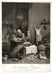 Renee Elisabeth Marlié Lépicié after David Teniers II - Le Cuisinier Flamand, 1748
