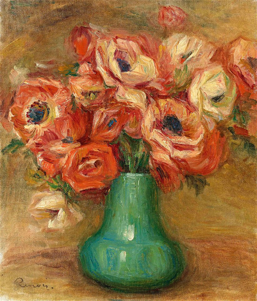 Renoir - Anémones dans un vase vert
