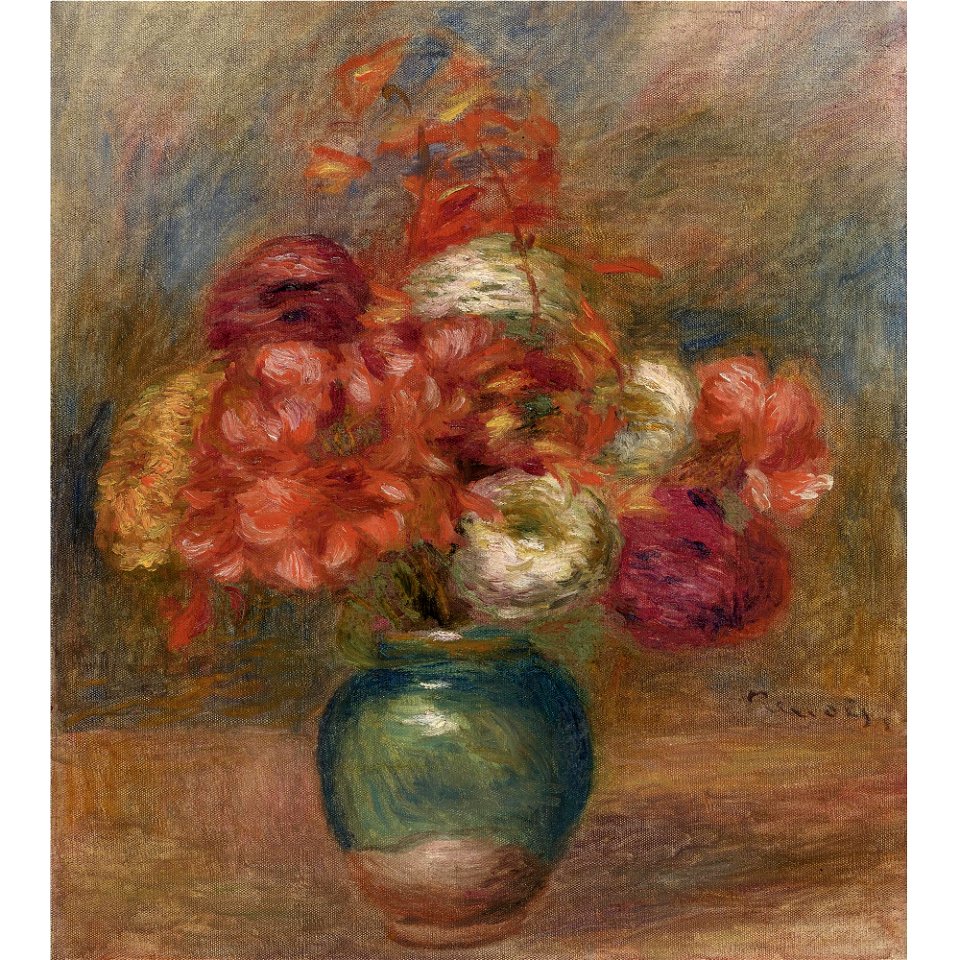 Renoir - BOUQUET DE FLEURS DANS UN VASE VERT