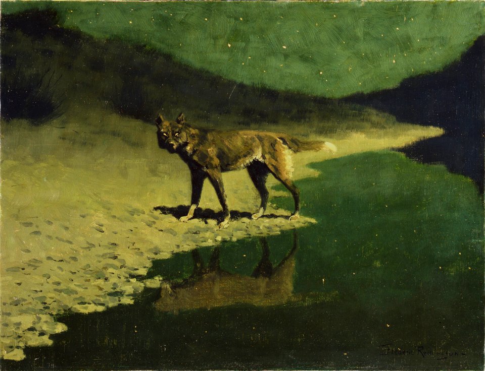 Frederic Remington - Moonlight, Wolf