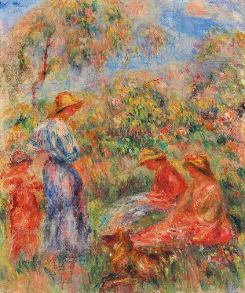Renoir - Deux femmes assises et une debout, un enfant (Paysage avec trois femmes et un enfant), 1918